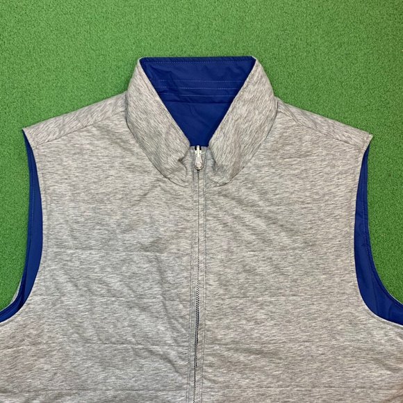 Peter Millar Crown Reversible Soft Golf Vest 2-Way Full Zip Gray Blue Size Large - Picture 4 of 8